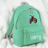 Personalised Neon Dirt Bike School Bag