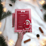 Personalised Elf Hello and Goodbye Letter Bundle | Red Gingham Elf Arrival and Farewell Notes | Custom Name A4 Card | Kids Christmas Set