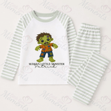Personalised Mama's Little Monster Pyjamas | Custom Name Halloween PJ Set | Kids Halloween Nightwear