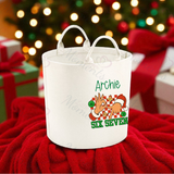 Personalised Christmas Gift Basket Trug. Festive Gift Sack - 67 Design - Loot Bag