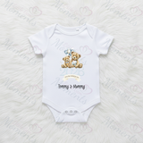 Personalised Our First Mother's Day Baby Bodysuit. Custom Baby Vest - Blue or Pink Teddy Design