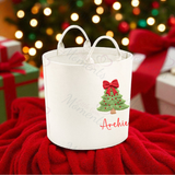 Personalised Christmas Gift Basket Trug. Festive Gift Sack - Christmas Tree Design