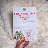 Personalised First Christmas Certificate from Santa Claus. Custom Baby Xmas Keepsake - Candy Cane Lane Design