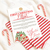 Personalised First Christmas Certificate from Santa Claus. Custom Baby Xmas Keepsake - Candy Cane Lane Design