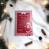 Personalised Elf Hello and Goodbye Letter Bundle | Red Gingham Elf Arrival and Farewell Notes | Custom Name A4 Card | Kids Christmas Set