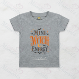 Personalised Mini Witch Energy Kids T-shirt | Halloween Toddler Top