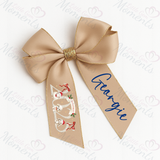 Personalised Glitter Trim Christmas Hair Bow - Christmas 2025 Design - Multiple Colours - 6 Inch Bow