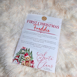 Personalised First Christmas Certificate from Santa Claus. Custom Baby Xmas Keepsake - Candy Cane Lane Design