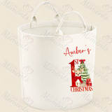 Personalised 1st Christmas Trug. Felt Xmas Gift Basket.