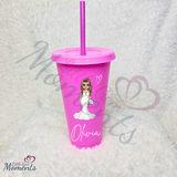 Personalised Bride Cold Cup with Lid and Straw. Custom Reusable 24oz Tumbler. Wedding Gift | Bridal Party | Hen Weekend