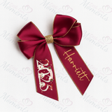Personalised Glitter Trim Christmas Hair Bow - Christmas 2025 Design - Multiple Colours - 6 Inch Bow