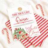 Personalised Nice List Certificate - Candy Cane Lane Red Design. Custom Kids Christmas Eve Box Filler.