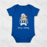 Personalised Our First Mother's Day Baby Bodysuit. Custom Baby Vest - Blue or Pink Teddy Design