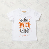 Personalised Mini Witch Energy Kids T-shirt | Halloween Toddler Top