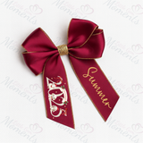 Personalised Glitter Trim Christmas Hair Bow - Christmas 2025 Design - Multiple Colours - 6 Inch Bow