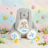 Personalised Giant "My First Easter" Bunny Teddy. Custom Grey Easter Bunny Plush