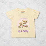 Personalised Happy Mother's Day T-shirt - Teddy Rainbow Design - Pink or Blue