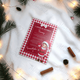 Personalised Elf Hello and Goodbye Letter Bundle | Red Gingham Elf Arrival and Farewell Notes | Custom Name A4 Card | Kids Christmas Set