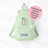 Personalised Kids Monochrome Bow Initial Mini Backpack