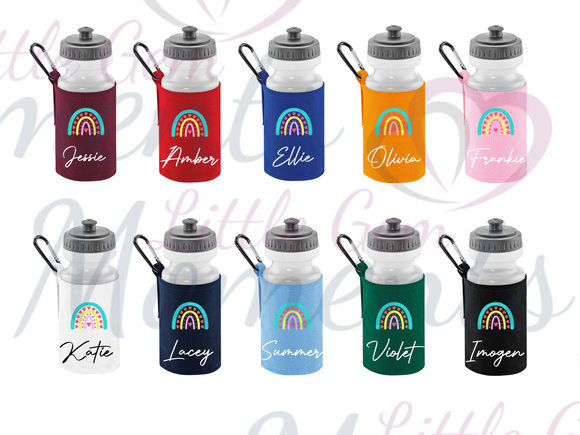 Personalised Rainbow School Water Bottle.