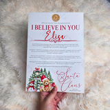 Personalised "I Believe In You" Santa Letter - Candy Cane Lane Red Design. Custom Kids Christmas Eve Box Filler.