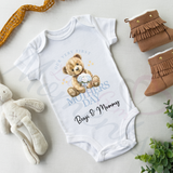 Personalised Our First Mother's Day Baby Bodysuit. Custom Baby Vest - Blue or Pink Design