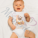 Personalised 1st Halloween Baby Bodysuit. Custom Baby Pumpkin Vest