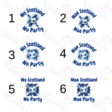 No Scotland No Party Scotland Football T-shirt for World Cup - Various Sizes - Design 2
