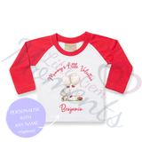 Personalised Mummy's Little Valentine Long Sleeved Top. Kids Valentine's Outfit - Red or Navy