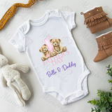 Personalised 1st Father's Day Bodysuit. Custom Cute Baby Vest - Pink or Blue