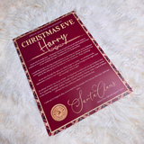 Personalised Christmas Eve Tartan Santa Letter. Custom Christmas Eve Box Filler.