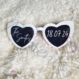 Personalised Wedding Reception Novelty Heart Shaped Sunglasses. Wedding Party Favours. Viral Trending Wedding Photographs