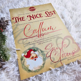 Personalised Nice List Certificate - Rustic. Custom Kids Xmas Treat. Christmas Eve Box Fillers.
