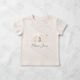 Personalised Born In 2026 Organic Cotton Baby Tee: Farm Animal Design