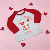 Personalised Mummy's Little Valentine Long Sleeved Top. Kids Valentine's Outfit - Red or Navy - Elephant