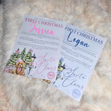 Personalised First Christmas Certificate from Santa Claus. Custom Baby Xmas Keepsake - Pink or Blue