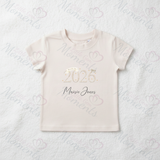 Personalised Born In 2026 Organic Cotton Baby Tee: Rustic Design