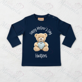 Personalised Happy Mother's Day Long Sleeved Top - Baby and Toddler - Teddy Heart Design