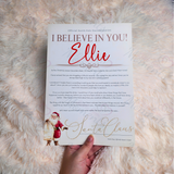 Personalised "I Believe In You" Letter from Santa Claus. Custom Xmas Eve Box Filler - Santa Sack Design