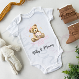 Personalised Our First Mother's Day Baby Bodysuit. Custom Baby Vest - Blue or Pink Design