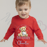 Personalised Happy Mother's Day Long Sleeved Top - Baby and Toddler - Teddy Bear Design