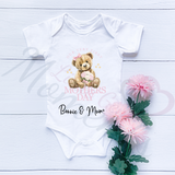 Personalised Our First Mother's Day Baby Bodysuit. Custom Baby Vest - Blue or Pink Design