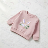 Personalised Bunny Ear Sweatshirt. Custom Kids Jumper - Floral Bunny Ear Design