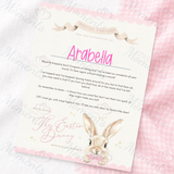 Personalised Kids Easter Bunny Letter for Easter Egg Hunt - Pink, Blue or Yellow