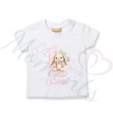 Personalised 1st Easter Kids T-shirt - Pink or Blue Bunny Design