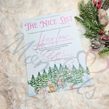 Personalised Pink Nice List Certificate. Custom Christmas Eve Box Fillers