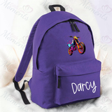 Personalised Neon Dirt Bike School Bag