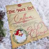 Personalised Rustic Style Nice List Certificate. Custom Kids Christmas Eve Box Filler.