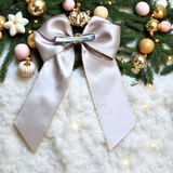 Personalised Glitter Trim Christmas Hair Bow - Santa Claus Design - Multiple Colours - 6 Inch Bow