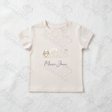 Personalised Born In 2026 Organic Cotton Baby Tee: Bunny Design